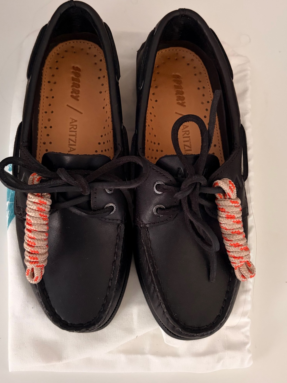 Sperry x Aritzia Black Leather Boat Shoes